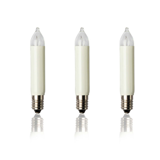 Ersatzkerzen Lichterkette 23V 3W für Lichterketten & Schwibbogen, 12 Stk Kleinschaftkerzen E10 für 10 Brennstellen innen & außen 151336