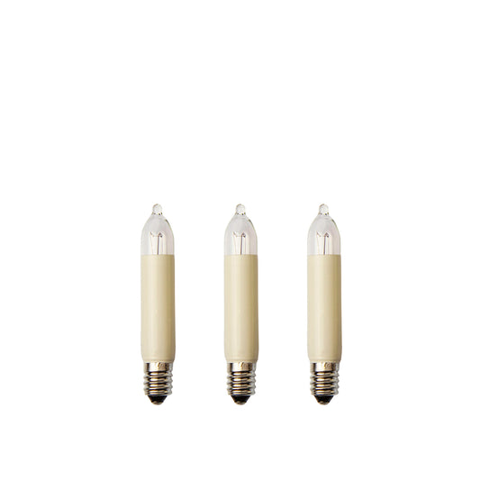 Ersatzkerzen Lichterkette 34V 3W für Lichterketten & Schwibbogen, 3 Stk Kleinschaftkerzen E10 für 7 Brennstellen innen & außen 939033