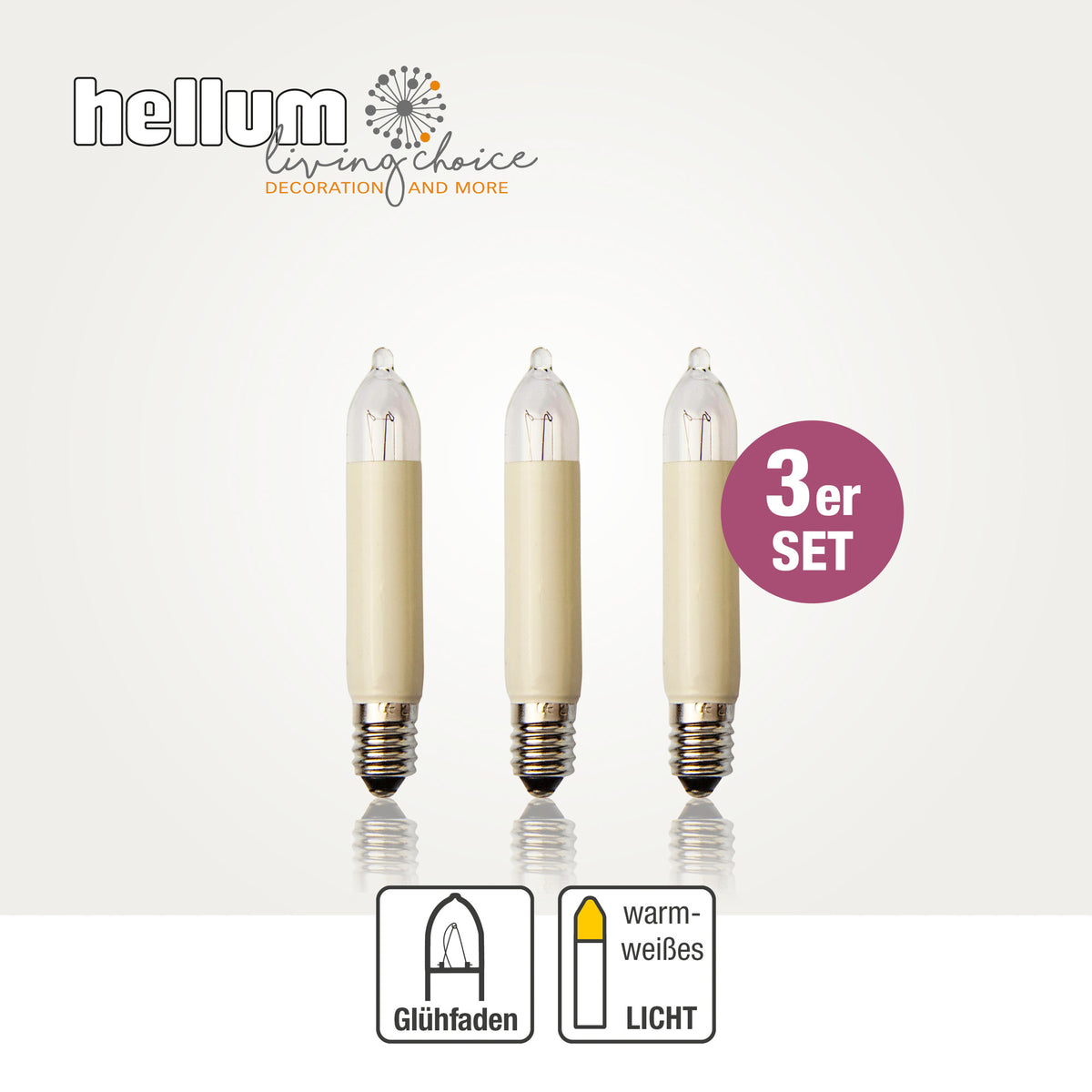 Ersatzkerzen Lichterkette 34V 3W für Lichterketten & Schwibbogen, 3 Stk Kleinschaftkerzen E10 für 7 Brennstellen innen & außen 939033