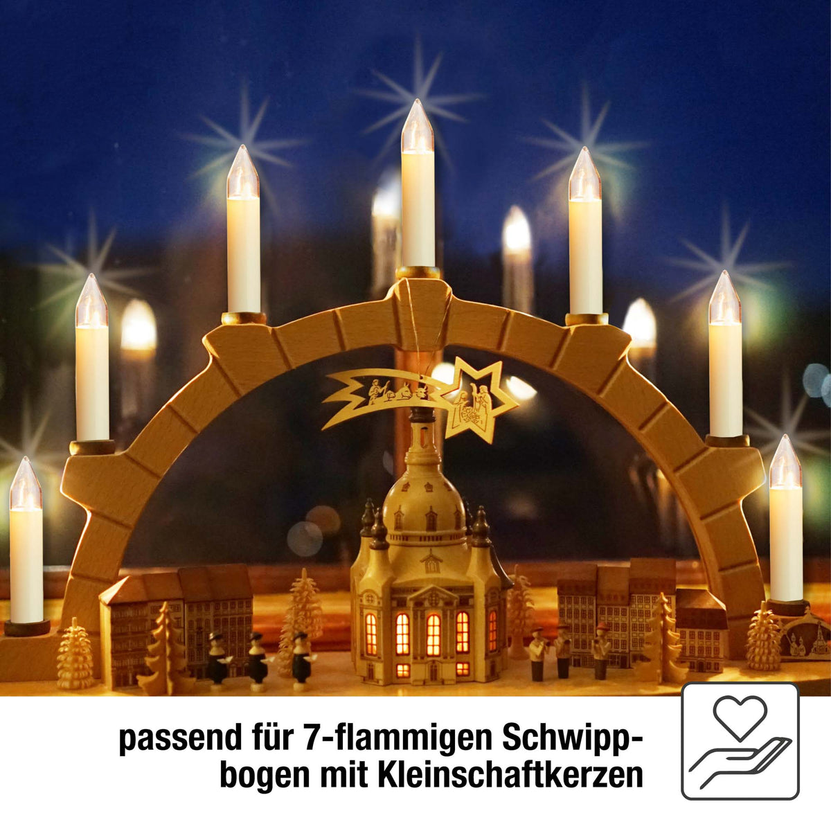 Ersatzkerzen Lichterkette 34V 3W für Lichterketten & Schwibbogen, 3 Stk Kleinschaftkerzen E10 für 7 Brennstellen innen & außen 939033