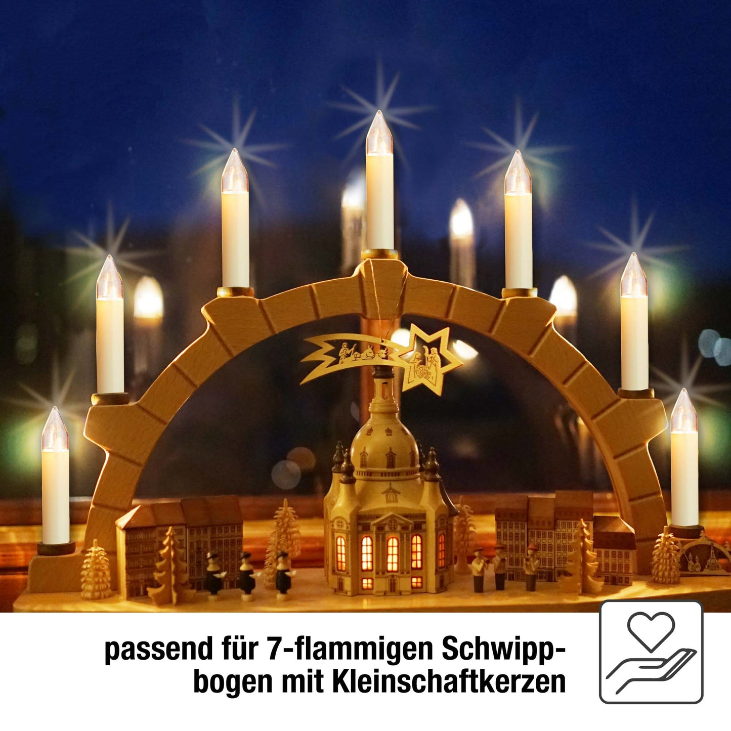 Ersatzkerzen Lichterkette 34V 3W für Lichterketten & Schwibbogen, 10 Stk Kleinschaftkerzen E10 für 7 Brennstellen innen & außen 939040