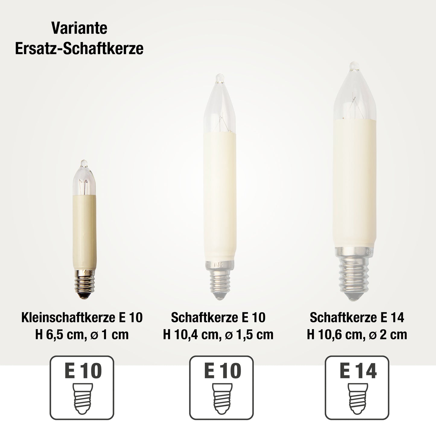 Ersatzkerzen Lichterkette 16V 3W für Lichterketten & Schwibbogen, 10 Stk Kleinschaftkerzen E10 für 15 Brennstellen innen & außen 934045