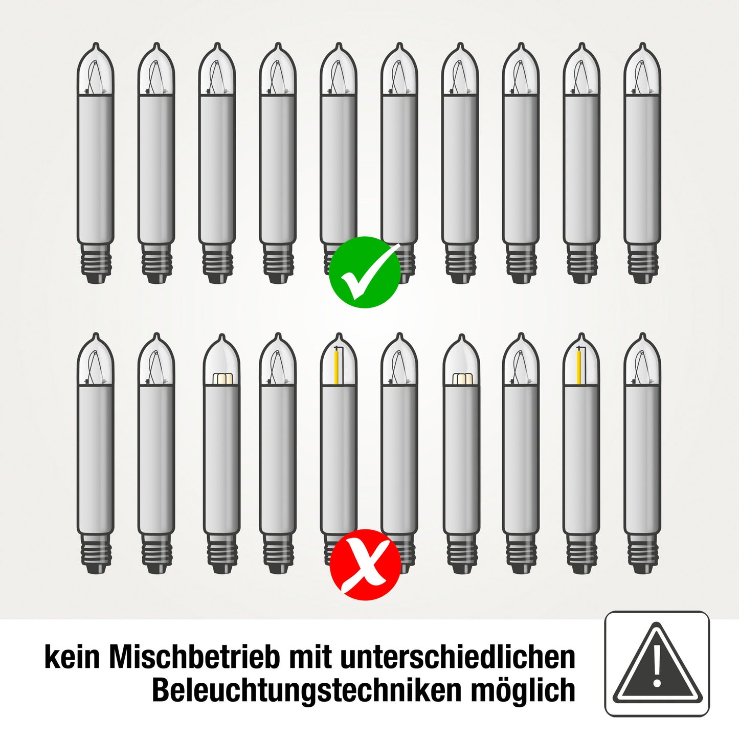 Ersatzkerzen Lichterkette 8V 3W für Lichterketten & Schwibbogen, 10 Stk Schaftkerzen E10 für 30 Brennstellen innen & außen 901016