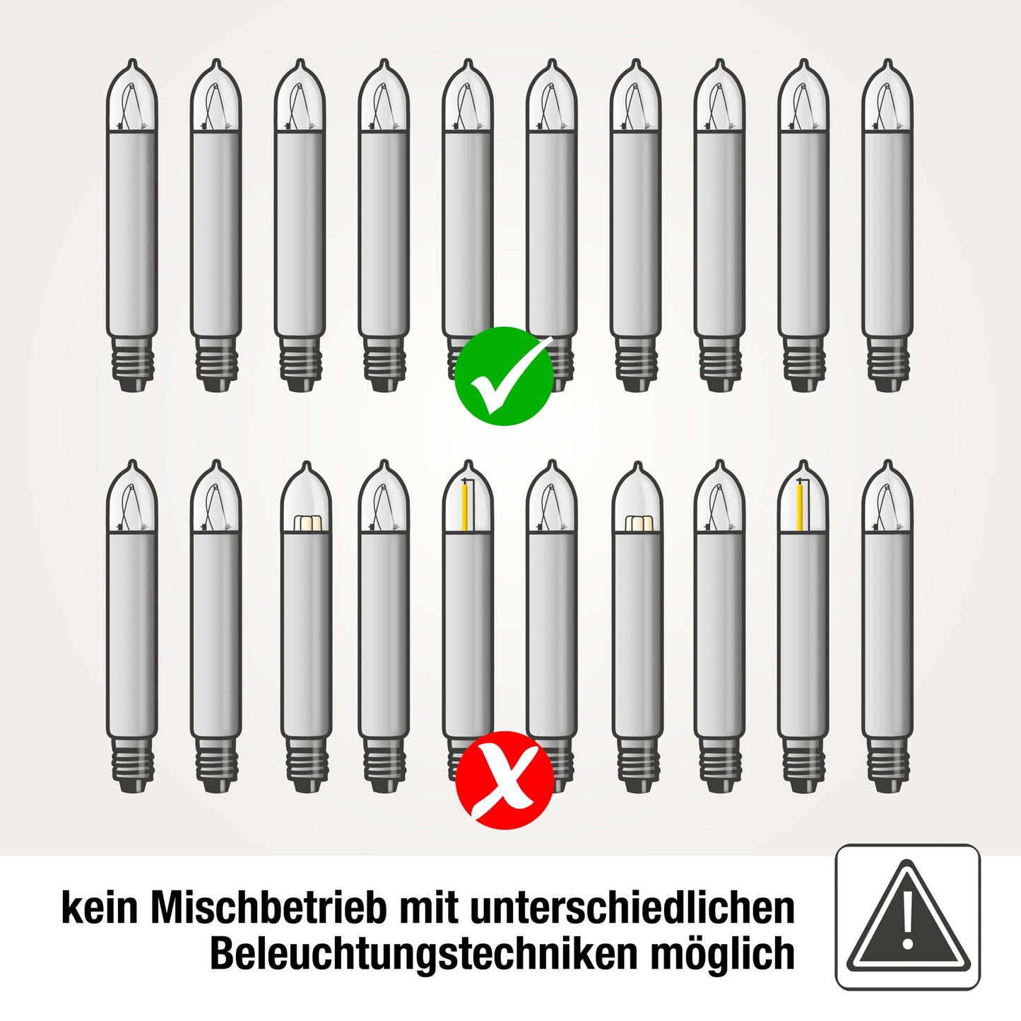 Ersatzkerzen Lichterkette 12V 3W für Lichterketten & Schwibbogen, 10 Stück Schaftkerzen E10 für 20 Brennstellen innen & außen 902013