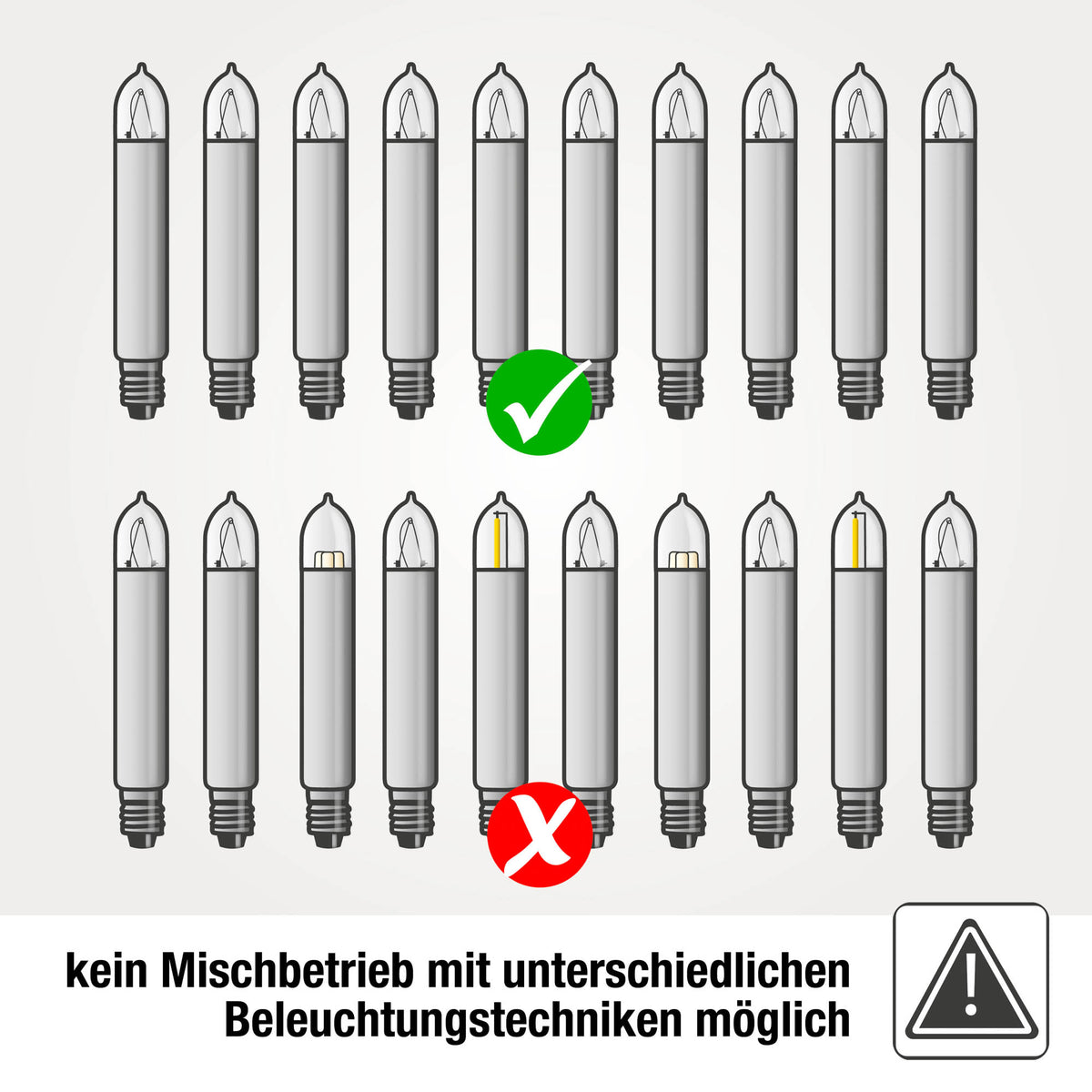 Ersatzkerzen Lichterkette 12V 3W für Lichterketten & Schwibbogen, 3 Stück Schaftkerzen E10 für 20 Brennstellen innen & außen 902037