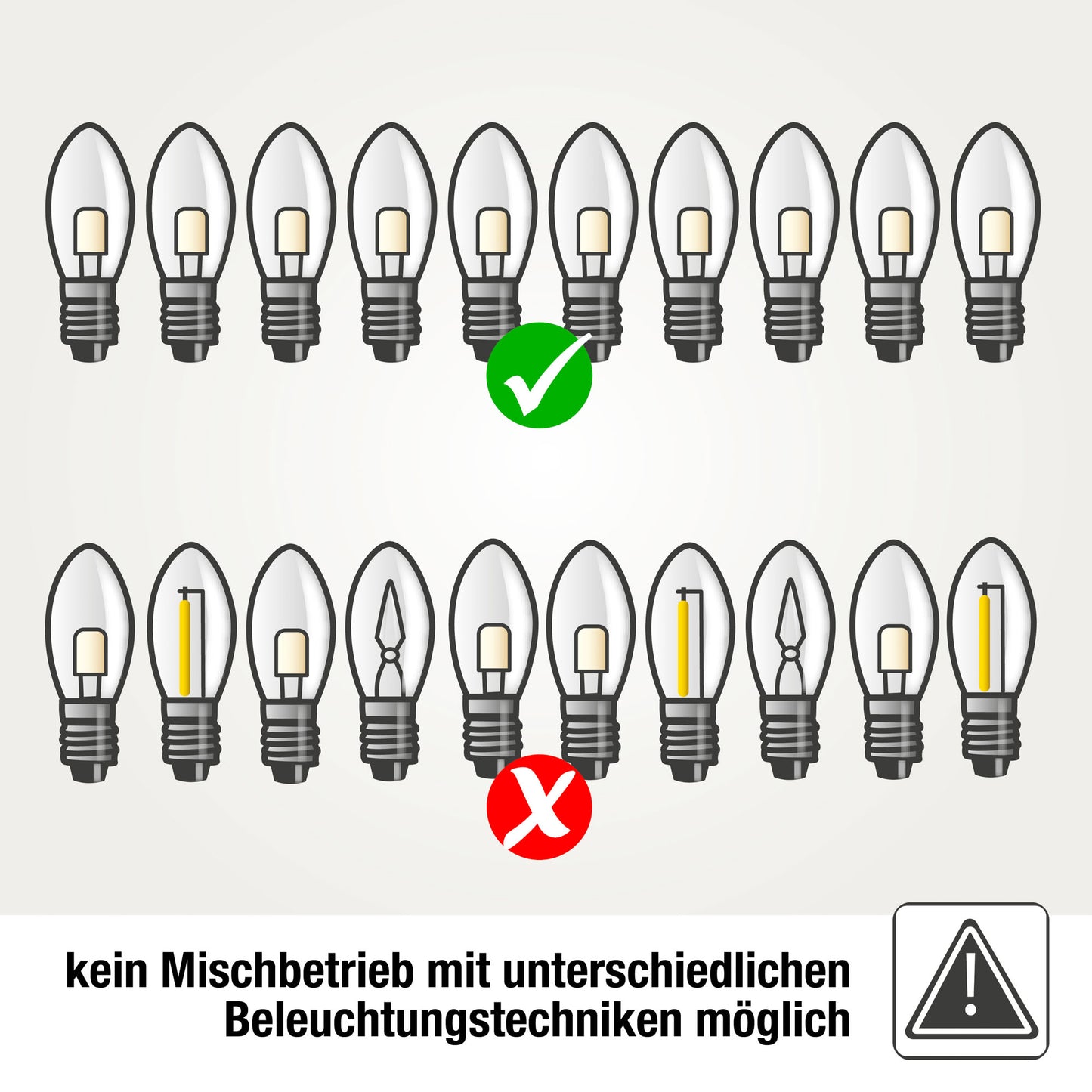 Ersatzkerzen Lichterkette LED 8-55V 0,5W für Lichterketten & Schwibbogen, 3 Stück Riffelkerzen E10 für 4-30 Brennstellen innen 912333
