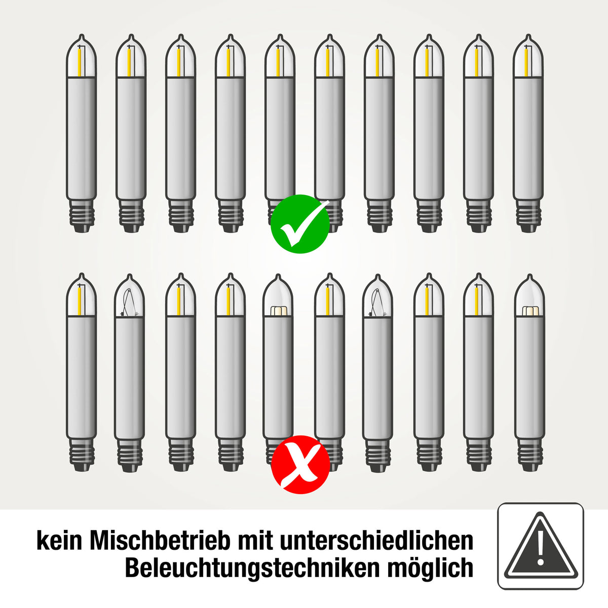 Ersatzkerzen Lichterkette LED-Filament 12V 0,5W für Lichterketten & Schwibbogen, 2 Stk Schaftkerzen E10 für 20 Brennstellen innen & außen 904956