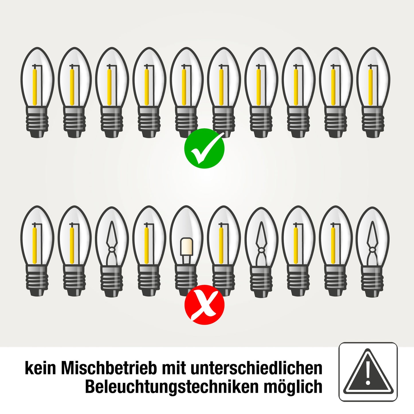 Ersatzkerzen Lichterkette LED-Filament 10-55V 0,5W für Lichterketten & Schwibbogen, 5 Stk Riffelkerzen E10, für 4-24 Brennstellen innen 151305