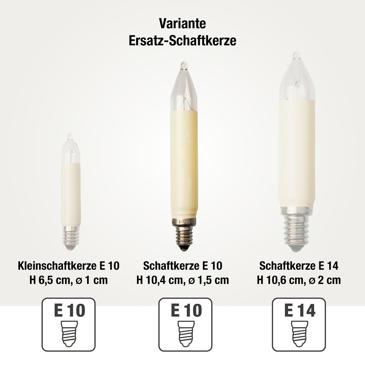 Ersatzkerzen Lichterkette 23V 3W für Lichterketten & Schwibbogen, 3 Stück Schaftkerzen E10 für 10 Brennstellen innen & außen 908039