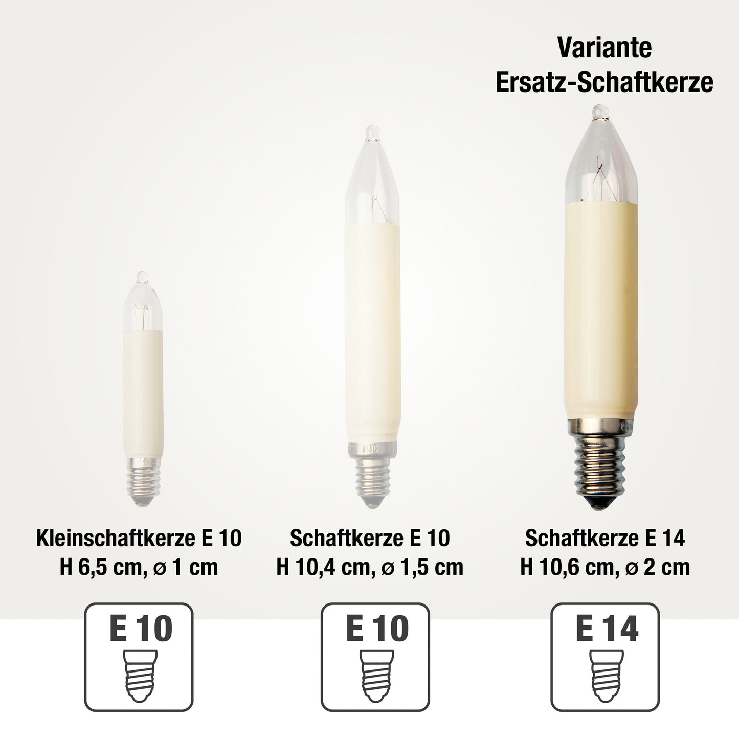 Ersatzkerzen Lichterkette 16V 4W für Lichterketten & Schwibbogen, 10 Stk Schaftkerzen E14 für 15 Brennstellen innen & außen 905007