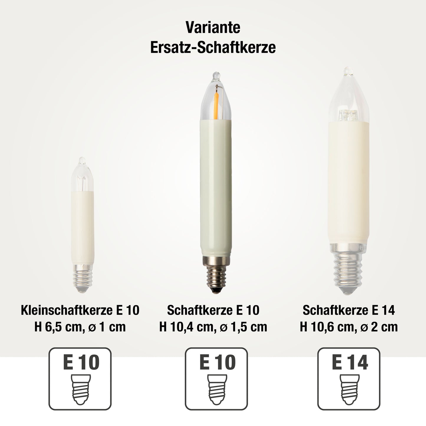 Ersatzkerzen Lichterkette LED-Filament 12V 0,5W für Lichterketten & Schwibbogen, 2 Stk Schaftkerzen E10 für 20 Brennstellen innen & außen 904956