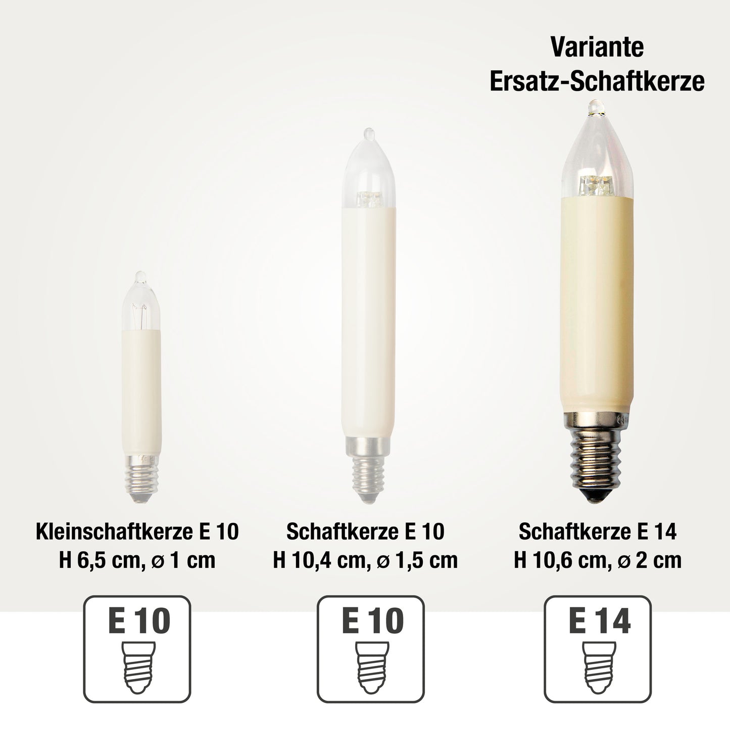 Ersatzkerzen Lichterkette LED 8-55V 0,1-0,5W für Lichterketten & Schwibbogen, 5 Stk Schaftkerzen E14 für 4-30 Brennstellen innen & außen 904987