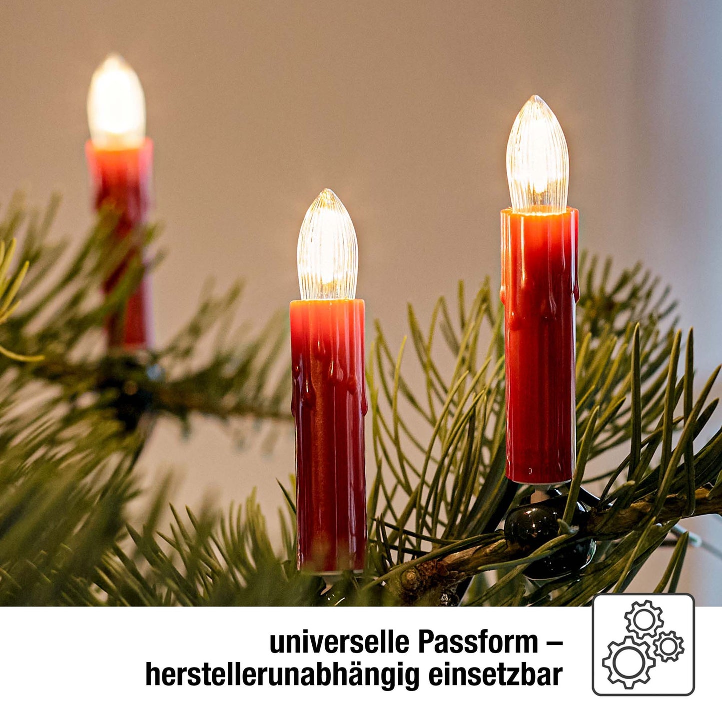 Ersatzkerzen Lichterkette LED 8-55V 0,5W für Lichterketten & Schwibbogen, 3 Stk Riffelkerzen E10 für 4-30 Brennstellen innen 913231