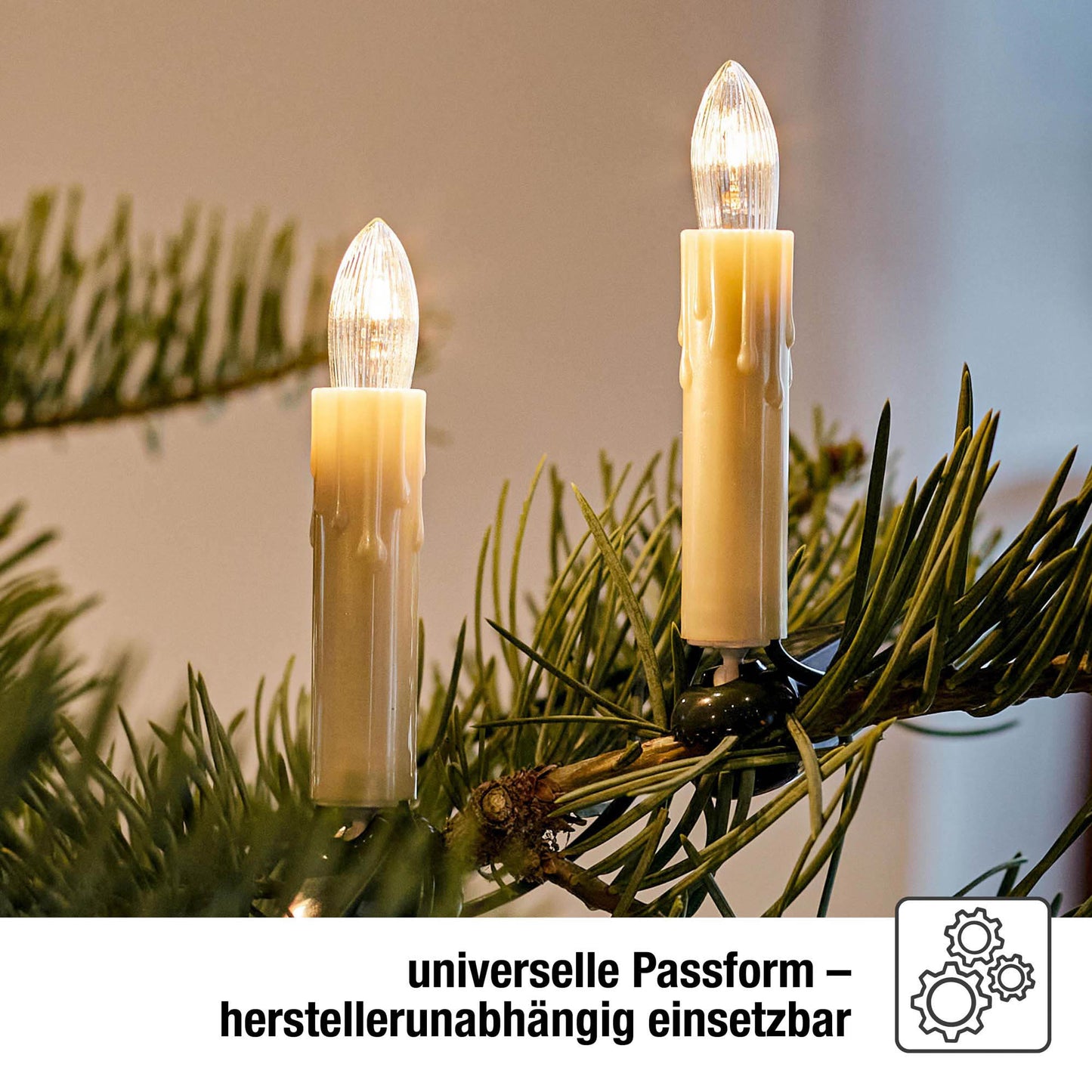 Ersatzkerzen Lichterkette 23V 3W für Lichterketten & Schwibbogen, 10 Stk Riffelkerzen E10 für 10 Brennstellen innen 950076
